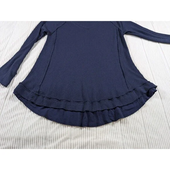 Torrid Waffle Knit Tunic Top Womens 1 Blue V-Neck Long Sleeve Pull Over - Picture 5 of 9